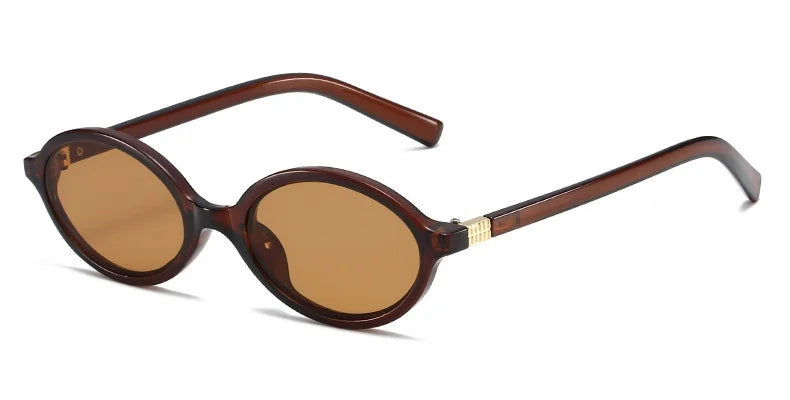 Fashion Oval Simple Literary Sunglasses Women Retro Small Frame Commuting Sunglasses Luxury Brand Design Travel Sunglasses UV400