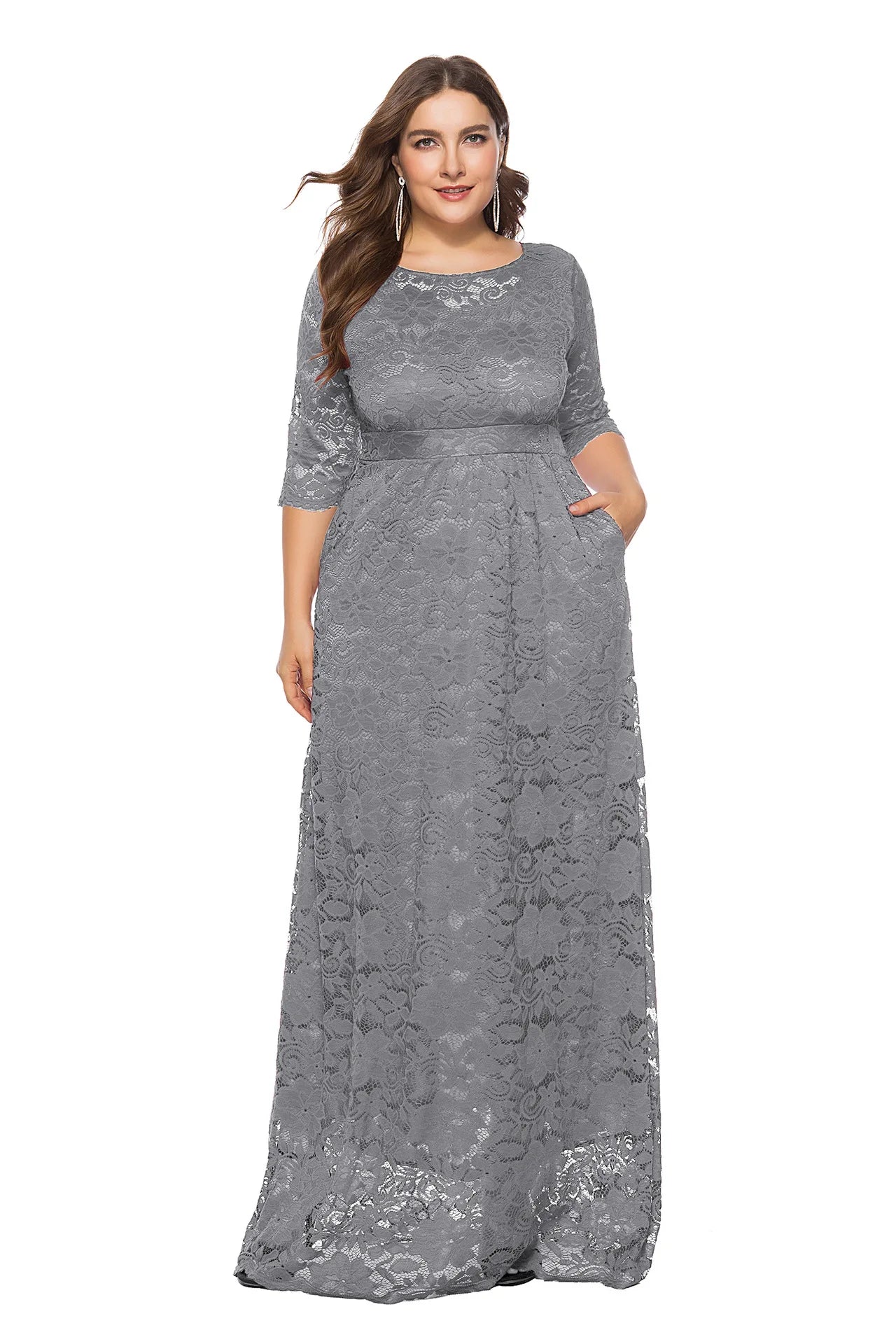 XL-6XL Plus Size African Dresses for Women Elegant African O-neck Lace Wedding Party Evening Maxi Dress Dashiki Africa Clothing