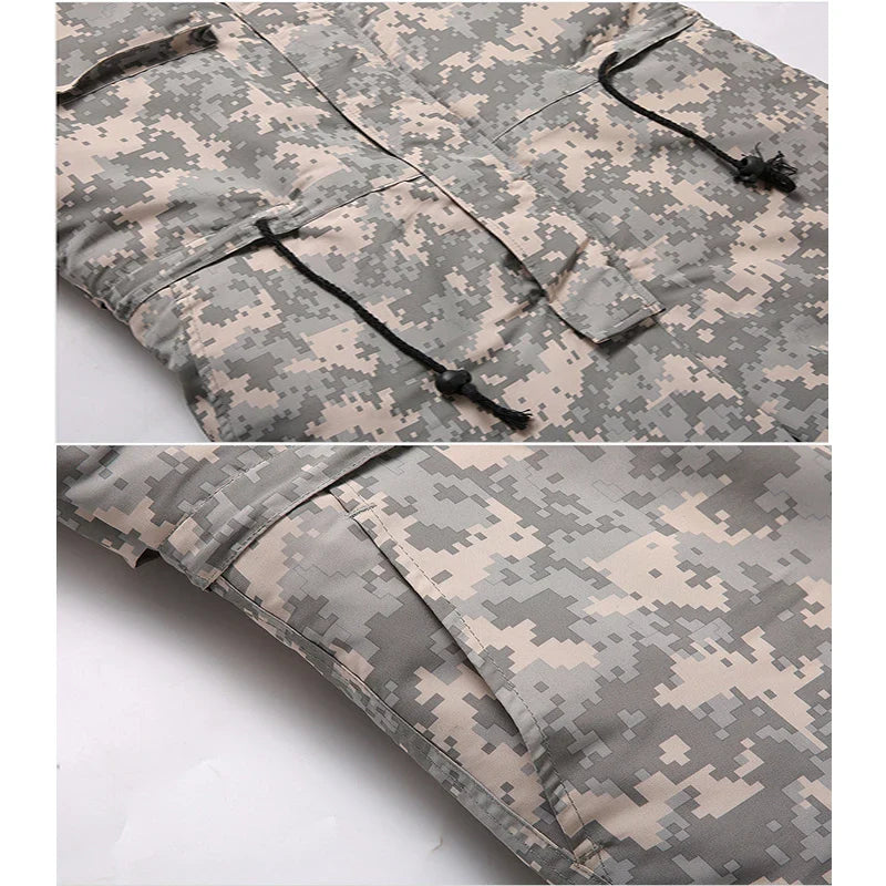 Men Winter Waterproof Thick Cotton Jumpsuit Clothing Outdoor Convenient Sports Camo Jacket Warm Cold Proof Hooded Work Clothes