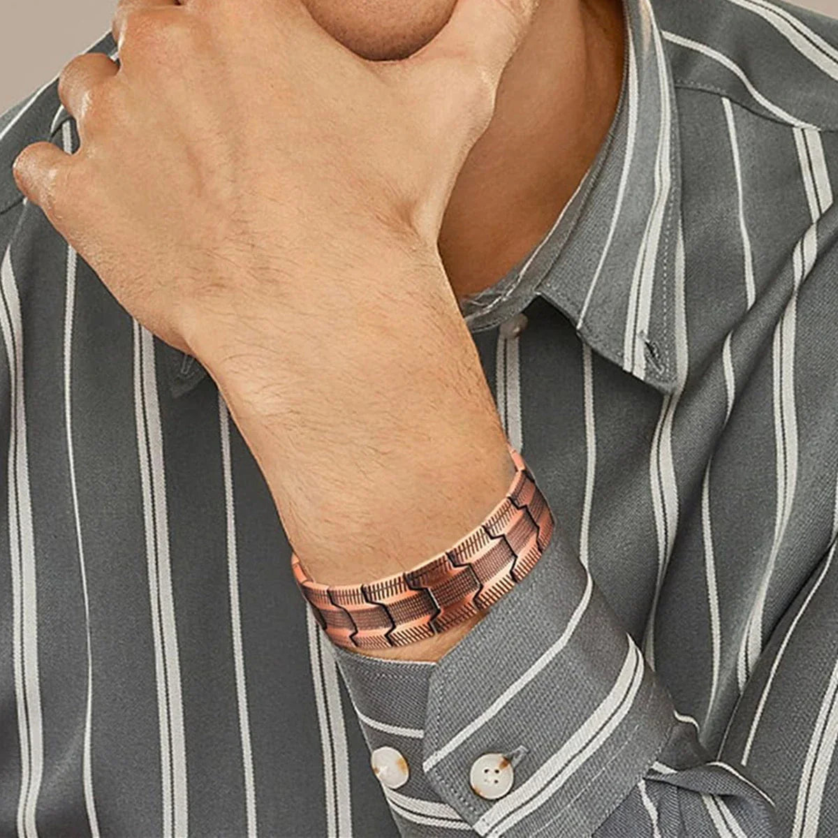 ARADOO Pure Copper Bracelet for Men Vintage Magnetic Bracelets Wristband Adjustable Jewelry Gift