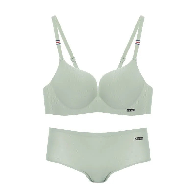 British set Underwear Ice Silk panties Gathered Seamless No Steel Ring Bra Soft