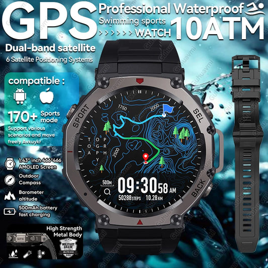 T-Rex 3 Ultra GPS Smart Watch 5 ATM Waterproof Built-in Dual-band GNSS Compass Military Sport Smartwatch Men 2025 New For Xiaomi