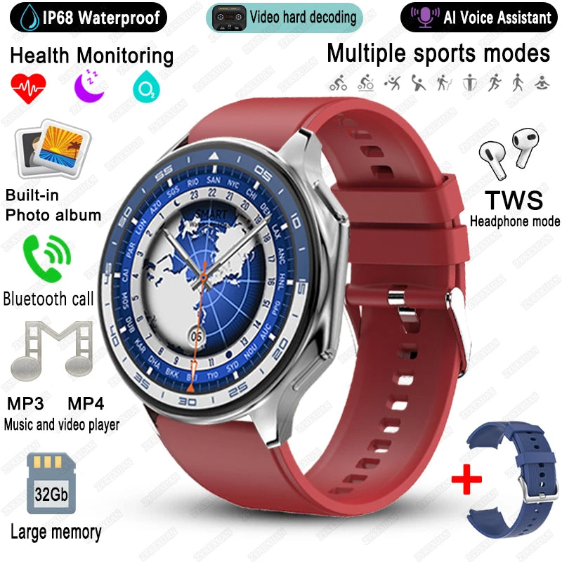 2025 New For OPPO Watch X Smart Watch 4G Memory Music Video HD Bluetooth Call IP68 Waterproof AMOLED Smart Watch TWS Earphones