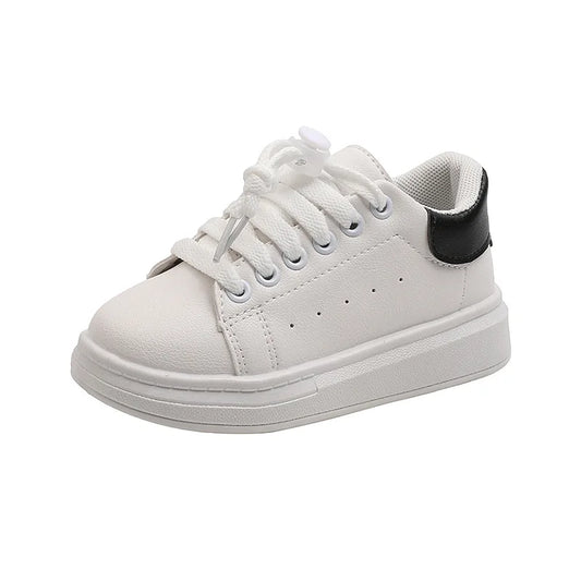 Children Fashion Soft White Boys Sports Shoes Korean Students Lace-up Light Sneakers
