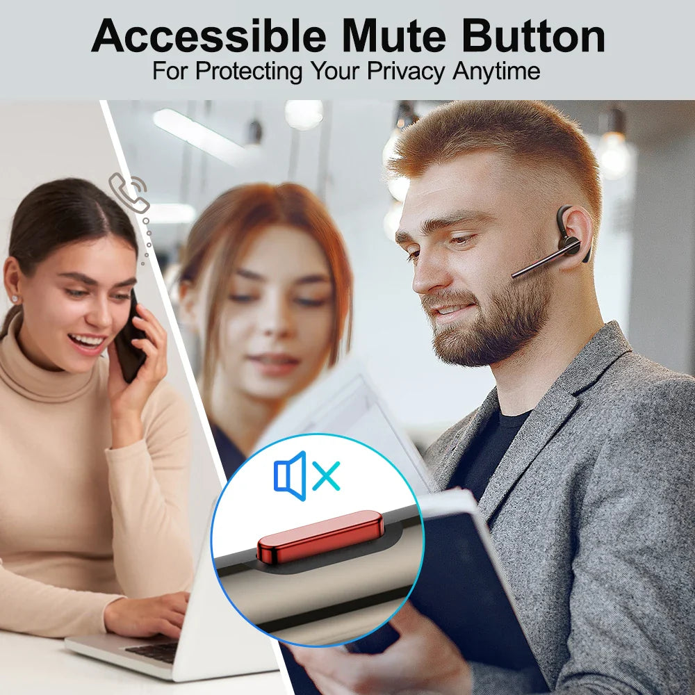 New Bee M50 Bluetooth Headset Wireless Earpiece Earphones 24 Hrs Talk Time V5.2 Headphones with Dual Mic CVC8.0 Handsfree
