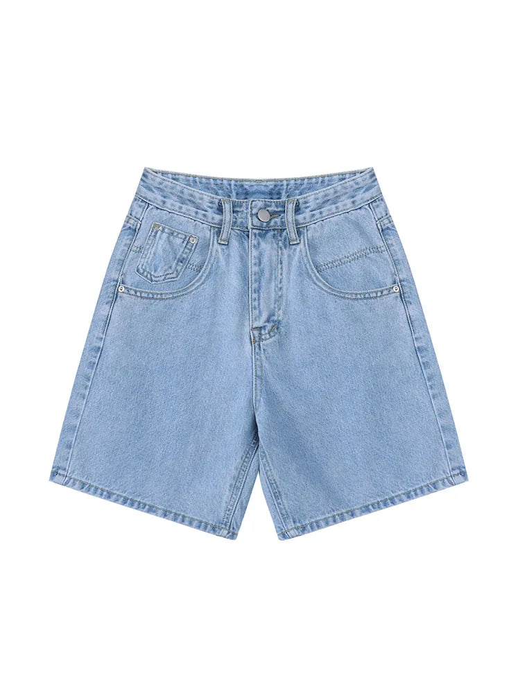 Women's High Waist Denim Shorts Casual Loose Ladies Plus Size Streetwear