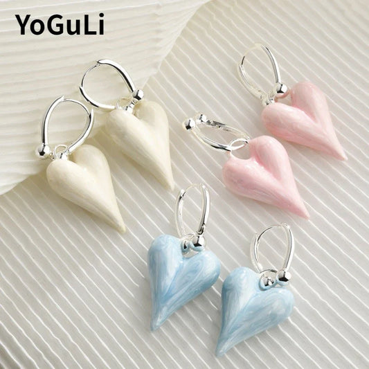 Fashion Jewelry Sweet Korean Temperament Heart Earrings For Women Party Gifts Simply Design Ear Accessories 2025 Trend New