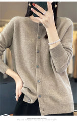 Spring and Autumn  New 100% pure merino cashmere sweater women's O-neck