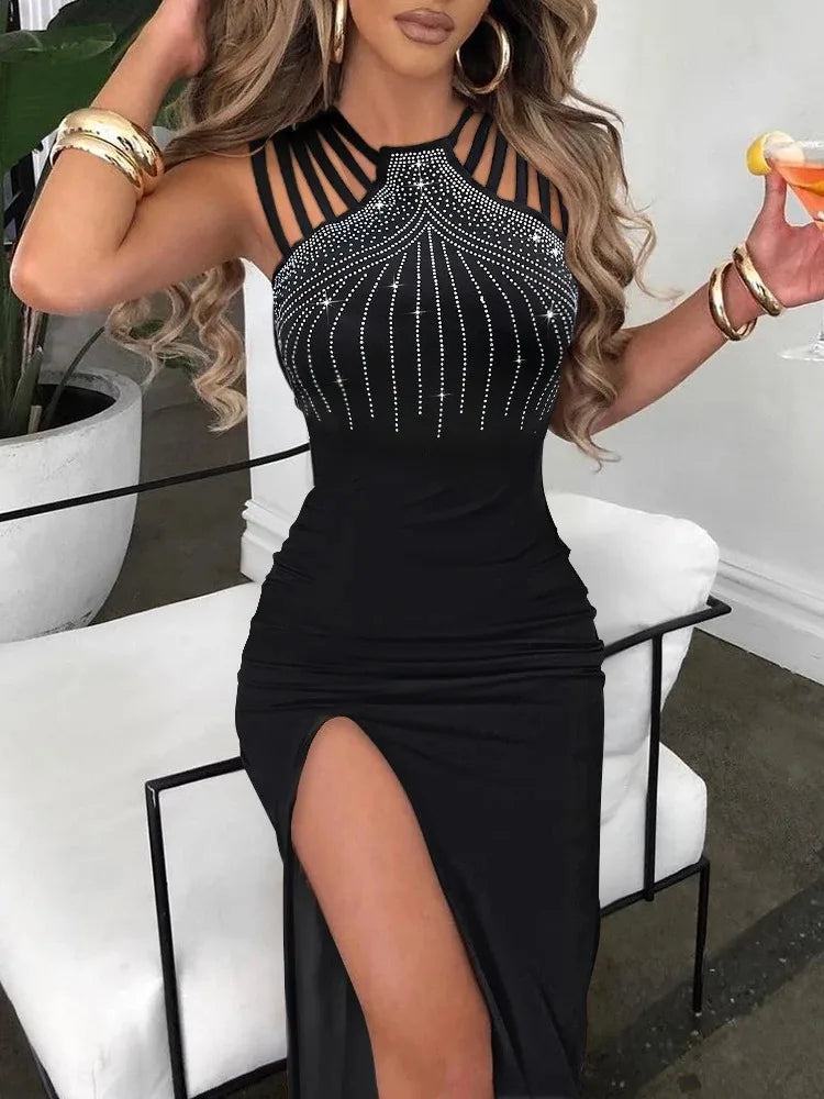 Evening wear Dresses:  Evening Dresses for Women Slim Hot Rhinestone