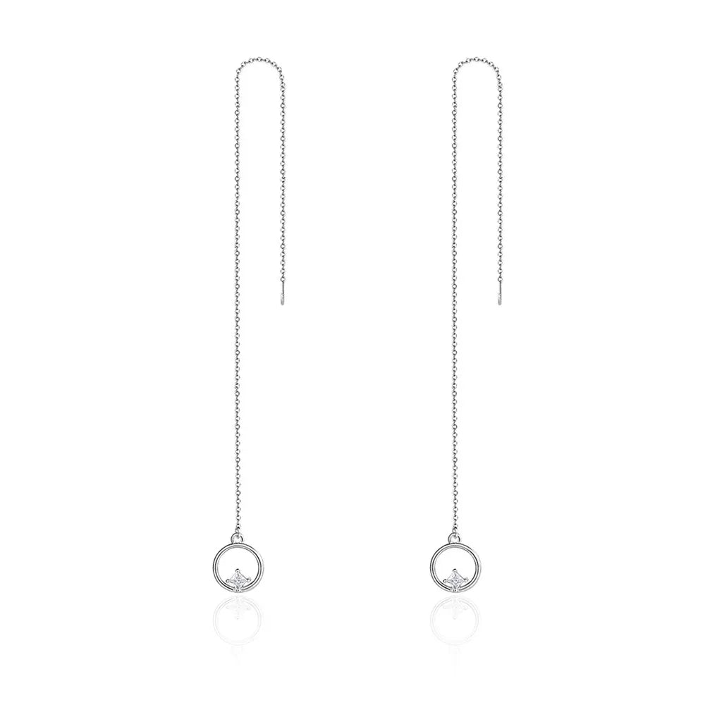 WOSTU 925 Sterling Silver European Simple CZ Ear Buckles Heart Hoop Earrings for Women Wedding Gift Minimalism Jewelry E737
