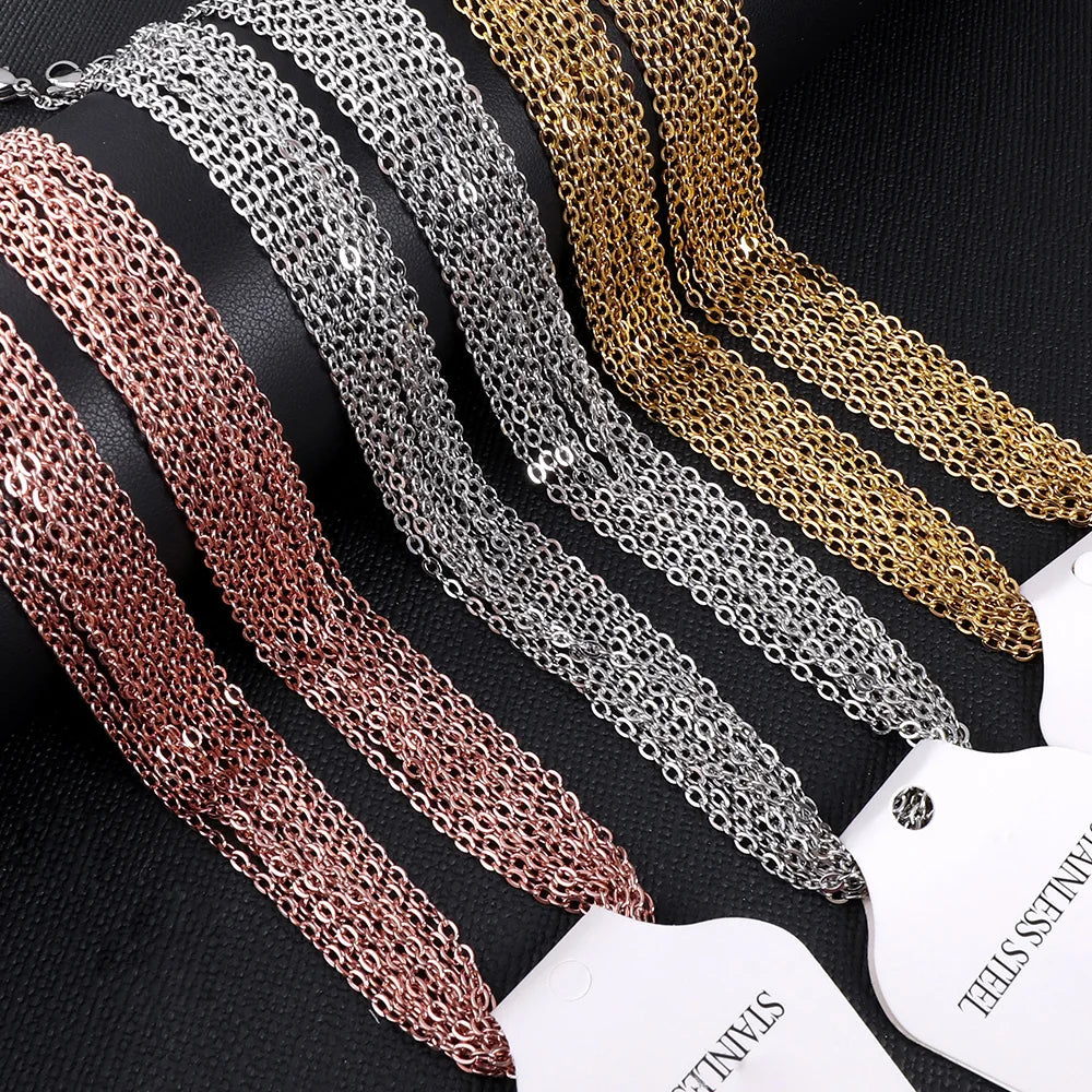 LUXUKISSKIDS Stainless Steel Chains Necklace Woman 10pcs/lot Bulk Wholesale DIY Rolo 2mm Chain No Fade Choker For Jewelry Making