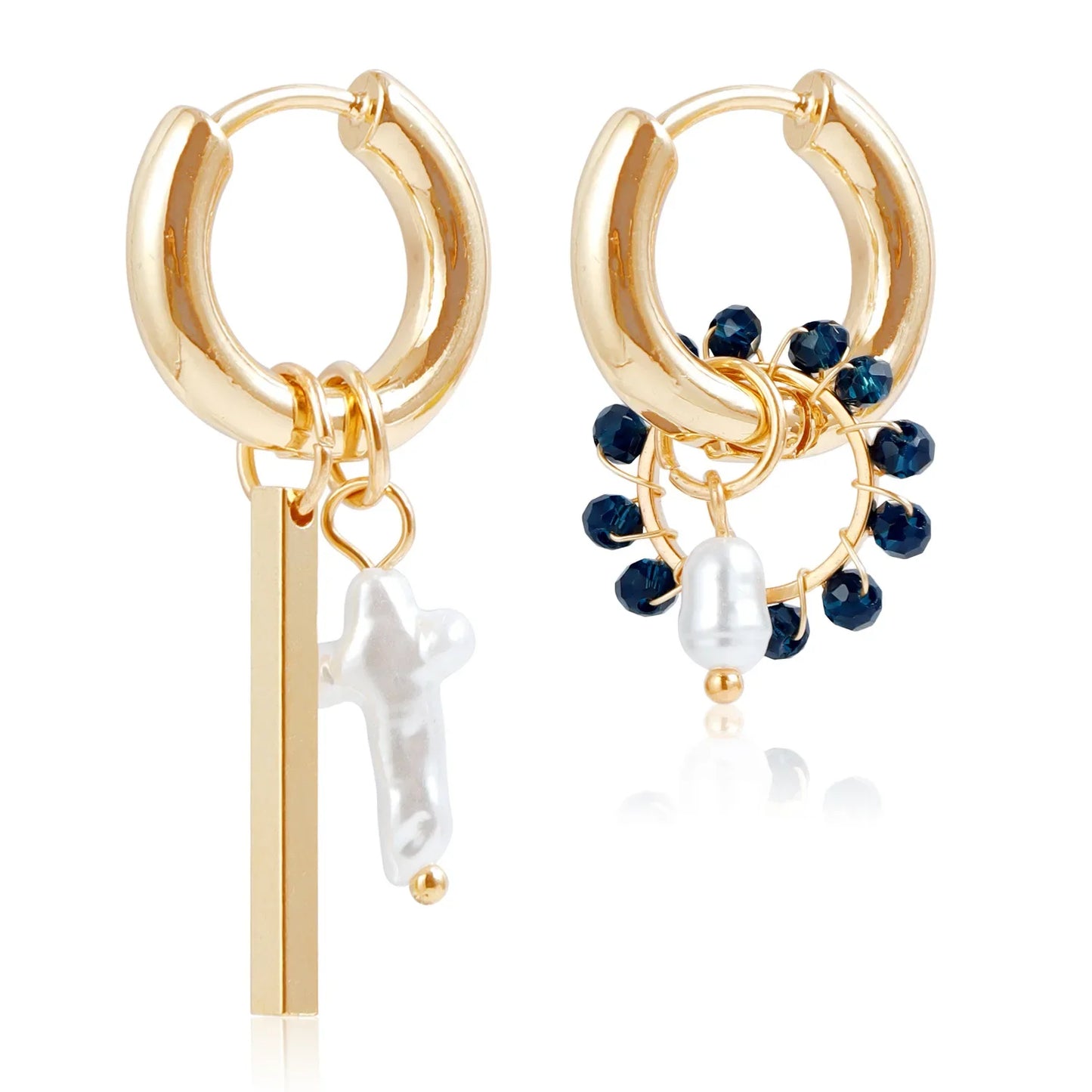 Geometric Crystal Asymmetric Dual-use Ear Buckle Earrings for Women Jewelry