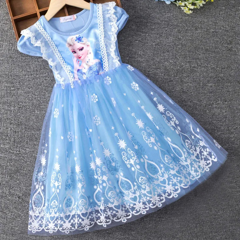 Girls Clothes Summer  Flying Sleeve Kids Dress Party Baby Dresses