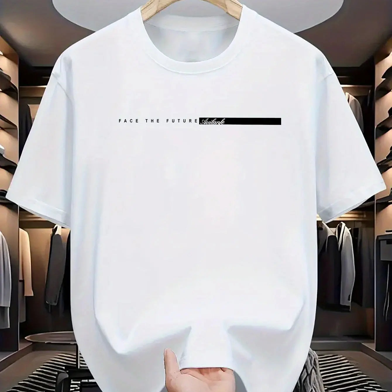 Summer men's 100% cotton casual loose fit large letter print round neck short sleeved T-shirt top High Street Unisex style