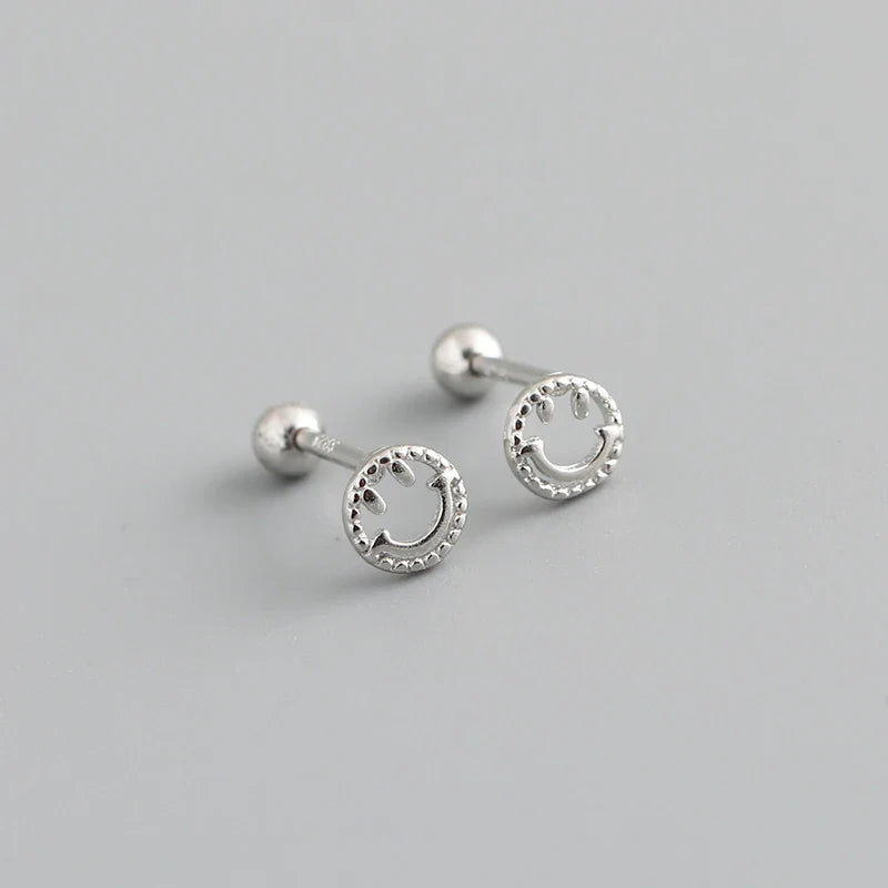 WANTME 925 Sterling Silver Fashion Korean Petal Screw Bead Stud Earrings for Women Charm Ear Bone Piercing Jewelry Accessories