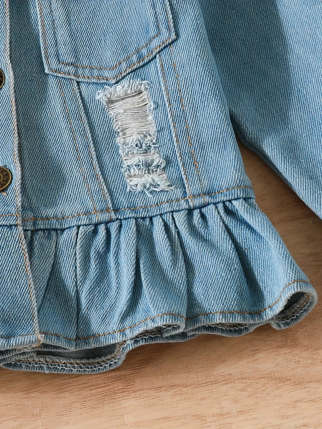Girls' Denim Outerwear Autumn And Winter Children's Denim Outerwear Middle And Young Children's Denim Outerwear Korean Trend