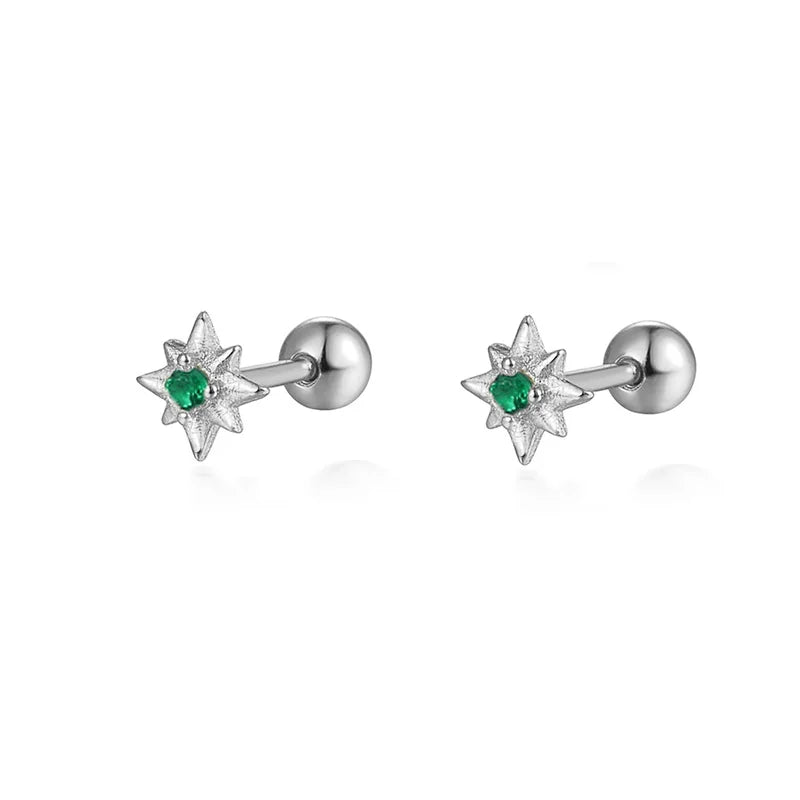 WANTME 925 Sterling Silver Fashion Love Butterfly Romantic Star Crown Screw Stud Earrings for Women Ear Bone Piercing Jewelry