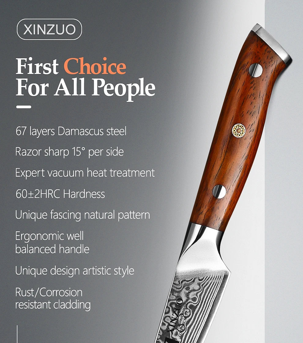 3.5'' Inch Paring Kitchen Knife Handmade Damascus Steel Rosewood Handle