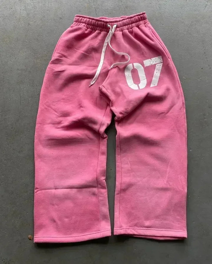 Embroidered sweatpants two-piece set Y2K clothing men's hip-hop oversized sweatpants casual zipper hoodie