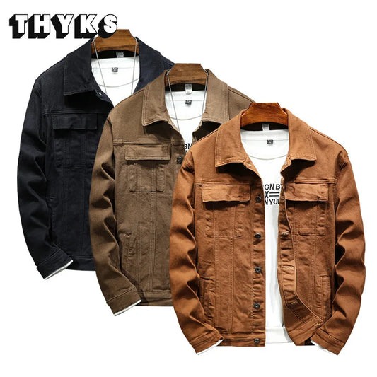 Fashion Casual Denim Jackets Men Hip-hop Streetwear Winter Cotton Classic Jeans