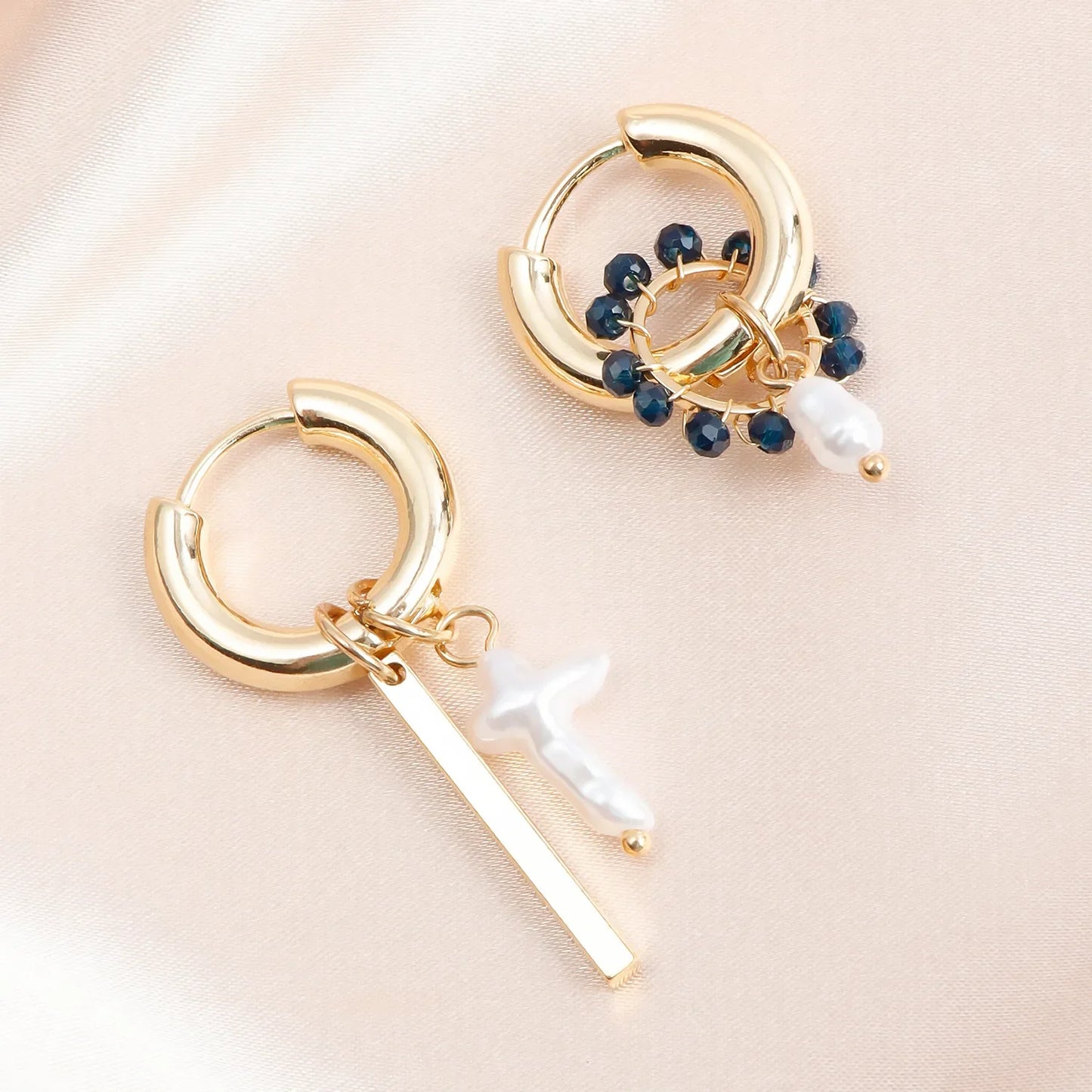 Geometric Crystal Asymmetric Dual-use Ear Buckle Earrings for Women Jewelry