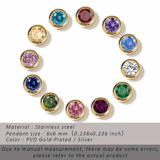 SUNIBI Stainless Steel Charm Crystal Necklace Pendant Birthstone Charms For Jewelry Making Women Earrings DIY Accessories