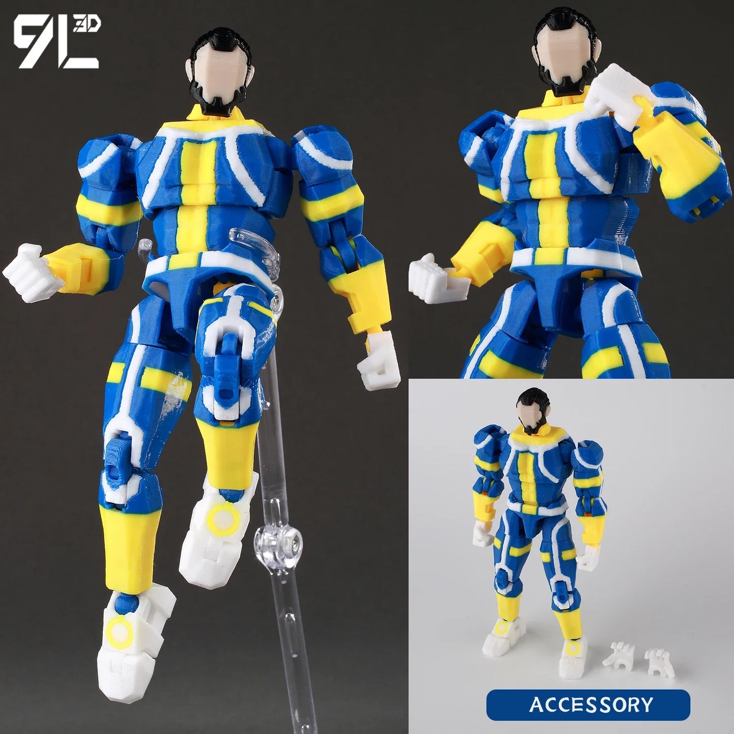 9L3D Lucky13 Invincible IMMORTAL Action Figure Dummy13 BlueYellow Suit T13 Multi-Jointed 3D Printed Collectible Toys Titan13