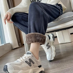 Winter Warm Lamb Fleece Women Pants Fashion High Waist Thick Loose Harem Pants