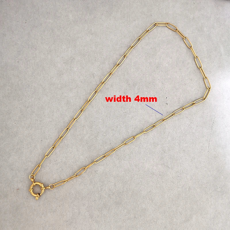 Anchor Clasp Necklace Women Men Choker Stainless Steel Geometric Link