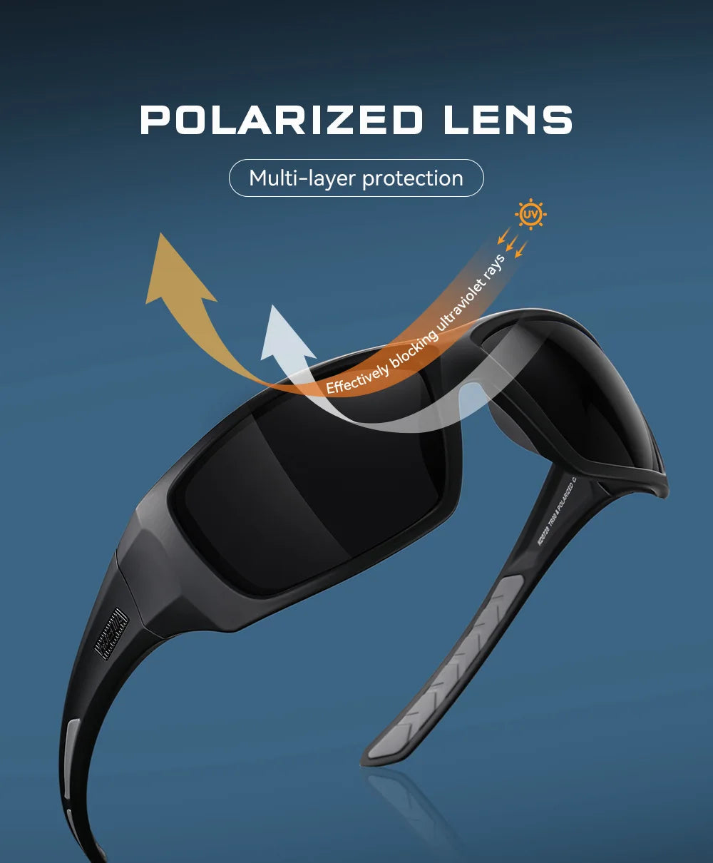 KDEAM Outdoor Sports Polarized Sunglasses Men's Fishing TR90 Frame UV Protection Lens Shield Sun Glasses Women Eyewear with Box