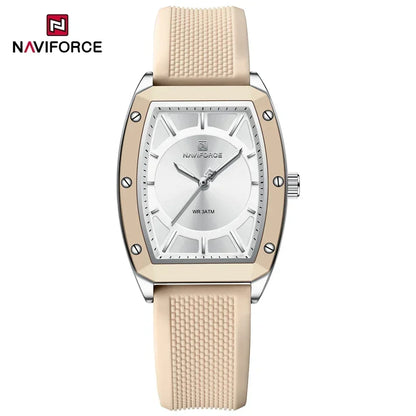NAVIFORCE Top Brand Women Tonneau Watches Fashion Ladies Quartz Watch Silicone Strap Gift Female Wristwatch Relojes Para Mujer