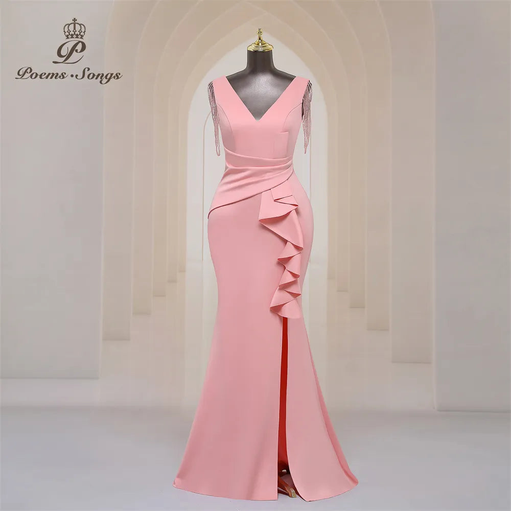Homecoming Dresses: Party dress for women Long Prom Dress Soft Satin shoulder