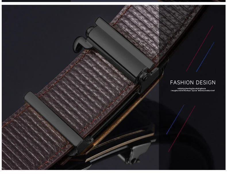 Men's Belt Automatic Buckle Belt High-Quality Trendy Crocodile Pattern Belt Fashionable Jeans Strap Men's Accessories