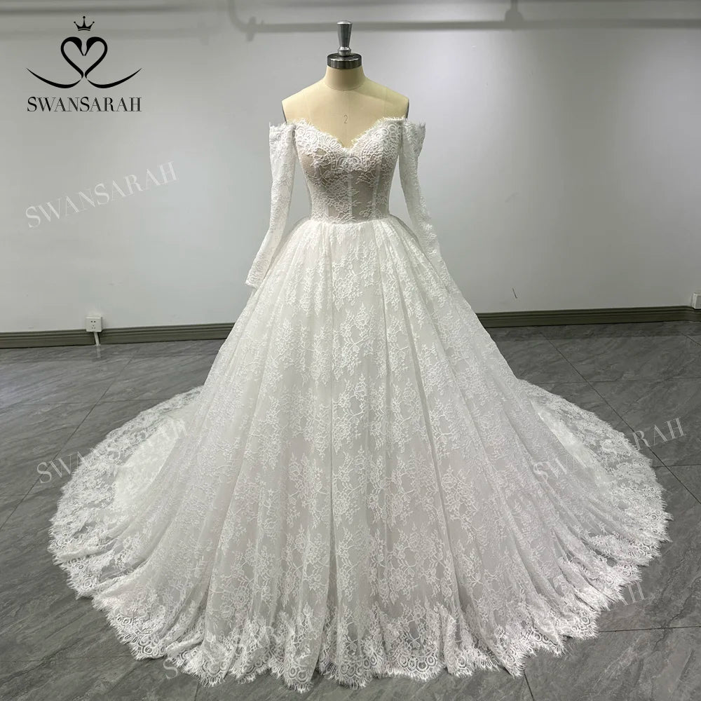 White Bridesmaid Dresses: Wedding Dress Long Sleeve Ball Gown Princess