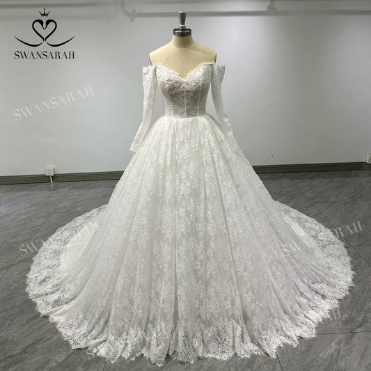 White Bridesmaid Dresses: Wedding Dress Long Sleeve Ball Gown Princess
