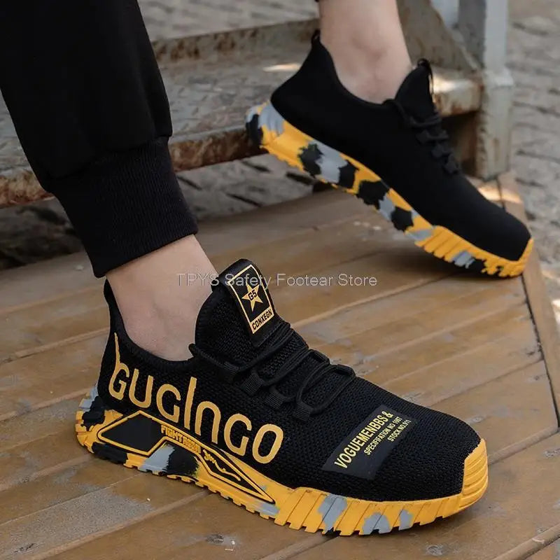Lightweight Steel Toe Safety Shoes Men Anti-puncture Work Shoes Men Breathable Industrial Shoes Indestructible Work Safety Boots