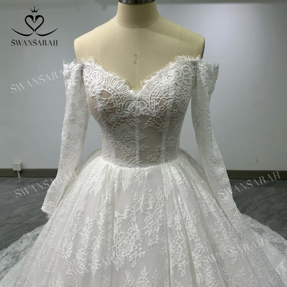 White Bridesmaid Dresses: Wedding Dress Long Sleeve Ball Gown Princess
