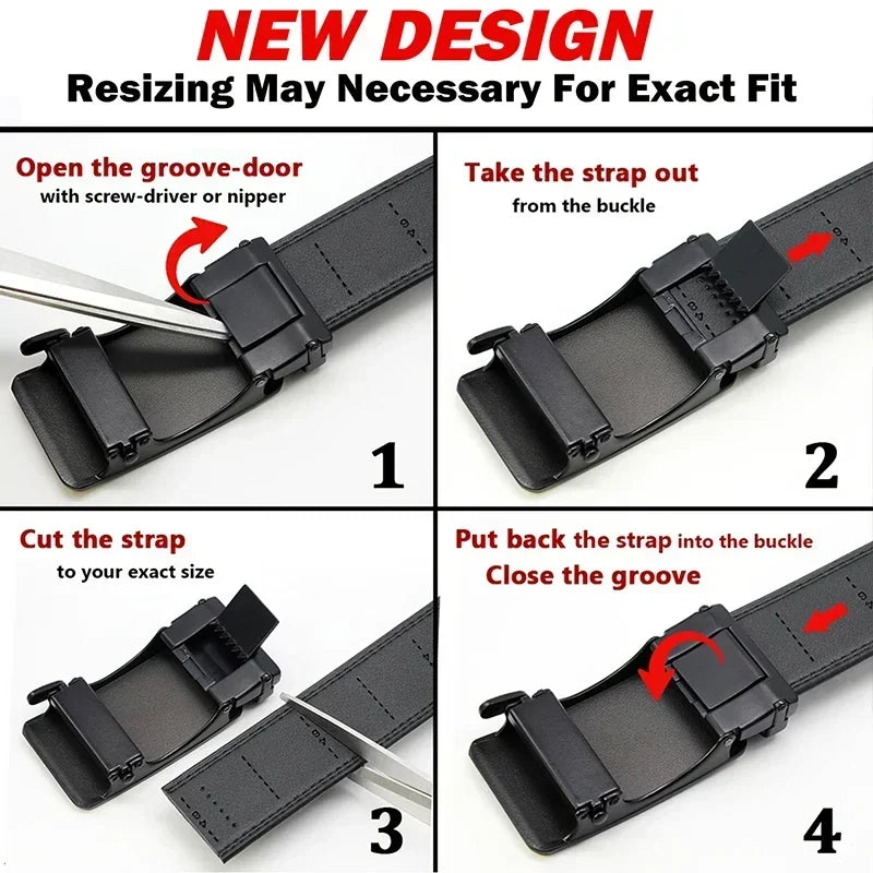 Men's Belt With Alloy Automatic Buckle, Fashion Men's Business Leisure Belt