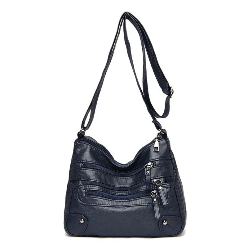 Women's Soft Leather Shoulder Bags Multi-Layer Classic Crossbody Bag
