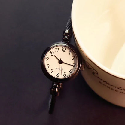 Retro Ladies Quartz Wristwatch Women Watches Small Gold Bangle Bracelet Watch Stainless Steel Clock Fashion Casual Dress Watch