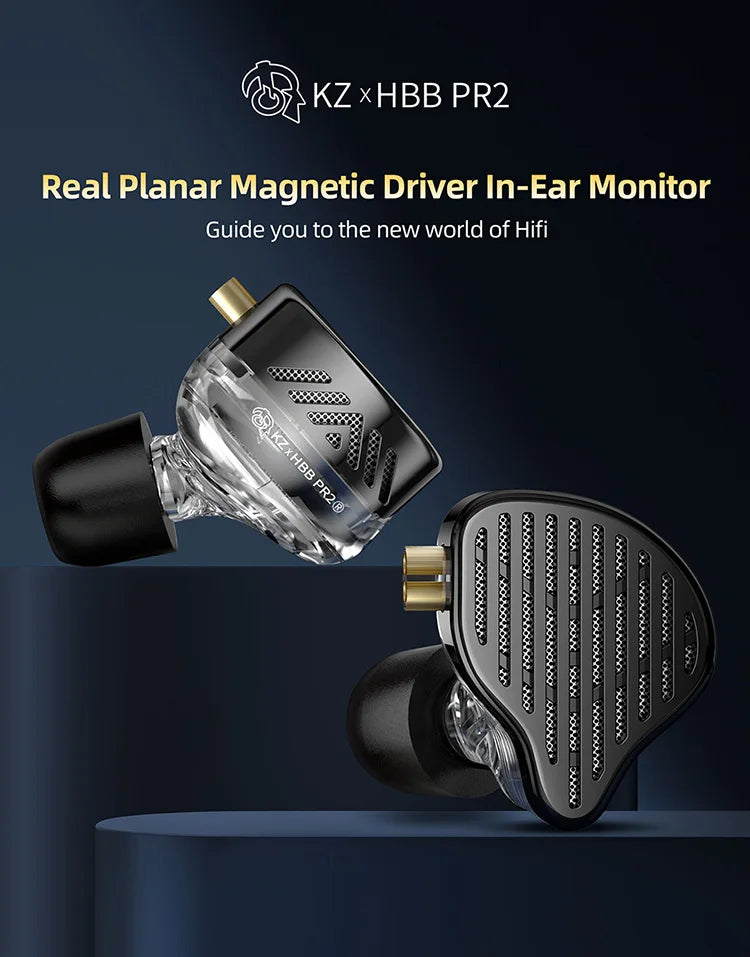 KZ X HBB PR2 Flat Driver In Ear Earphones 13.2mm plane big horns HiFi Bass Monitor Earbuds Sport Wired Headset