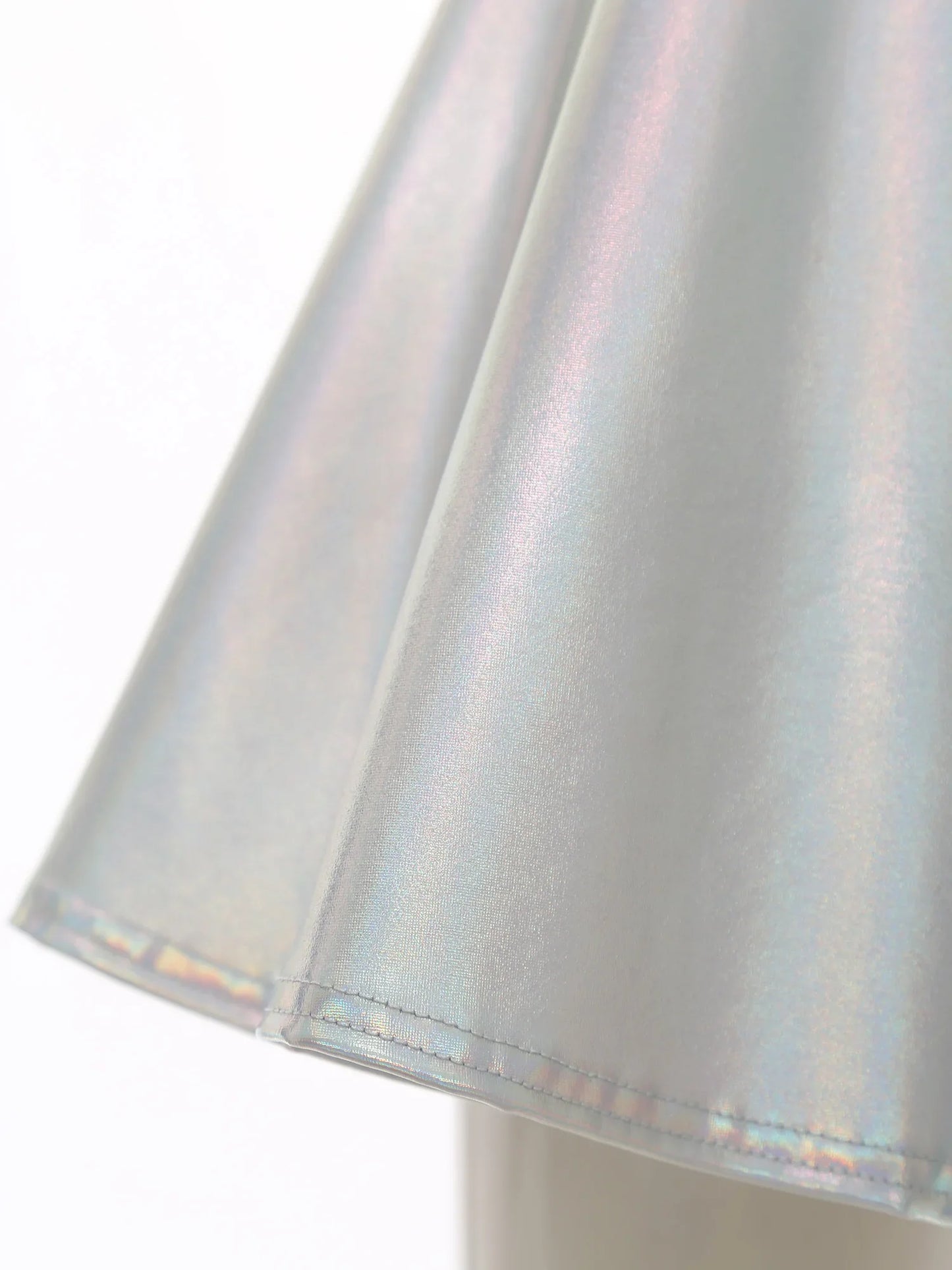 Womens Cocktail Dress Shiny Metallic Dress Alien Space Cap Sleeve High Waist A-line Dress for Halloween Party High Street Dress