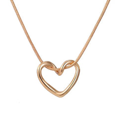 Hollow Love Heart Pendant Necklace for Women Fashion Creative Geometric