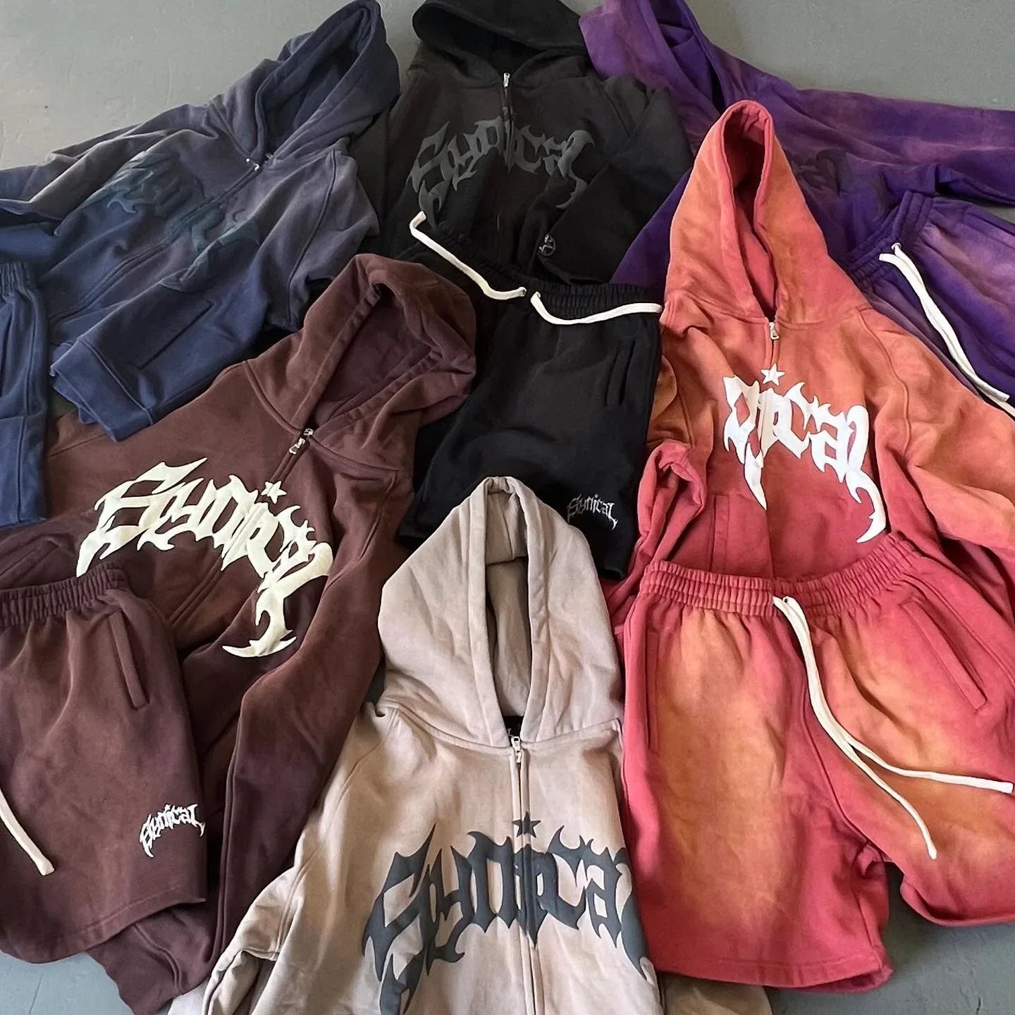 Hooded American retro zipper sweatshirt Gothic letter star print hoodie trendy men's casual
