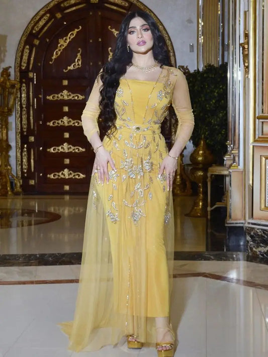 Evening Dresses Boat Neck Mermaid Long Sleeved Floor-Length