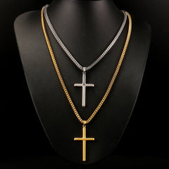 Punk Cross Pendant Link Chain for Men Women 316L Stainless Steel Hip Hop Necklace