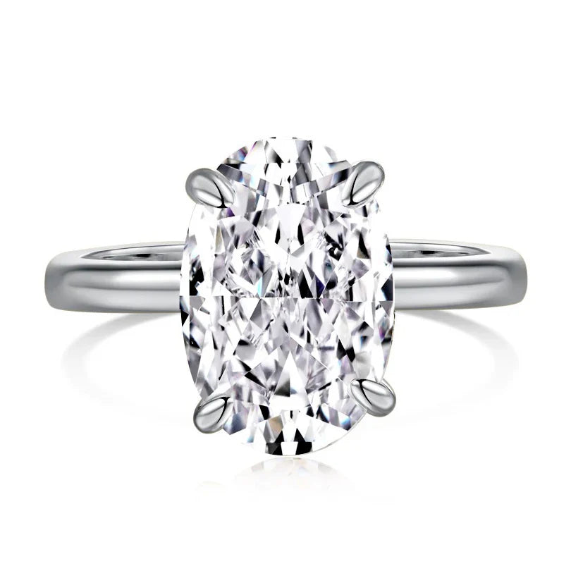 FIRERING 100% 5ct Oval Moissanite Ring 8x12MM with Certificate Passed Diamond Test Rings Women Wedding Jewelry Gift S925 Silver