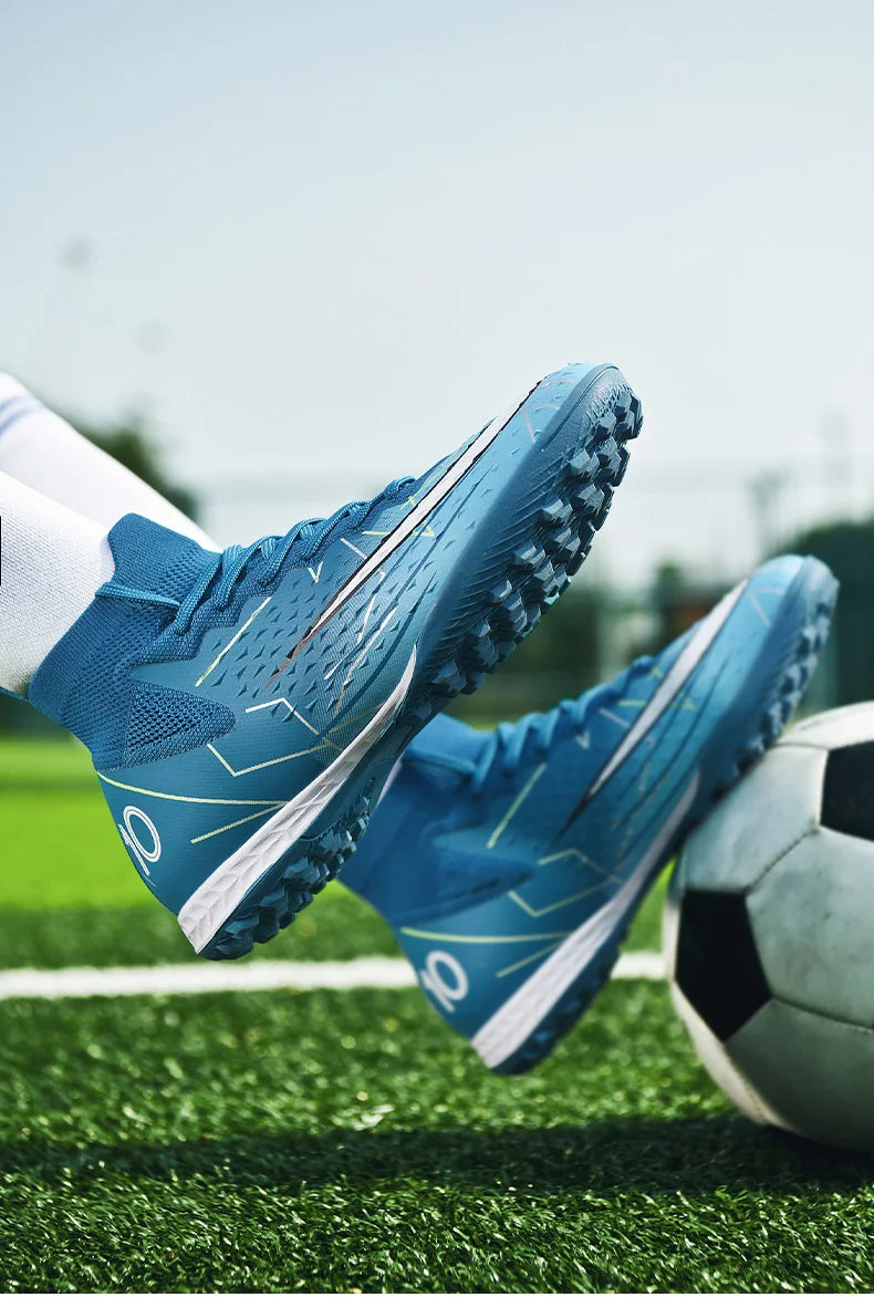 Mens Soccer Cleats High Ankle Football Shoes Long Spikes Outdoor Soccer