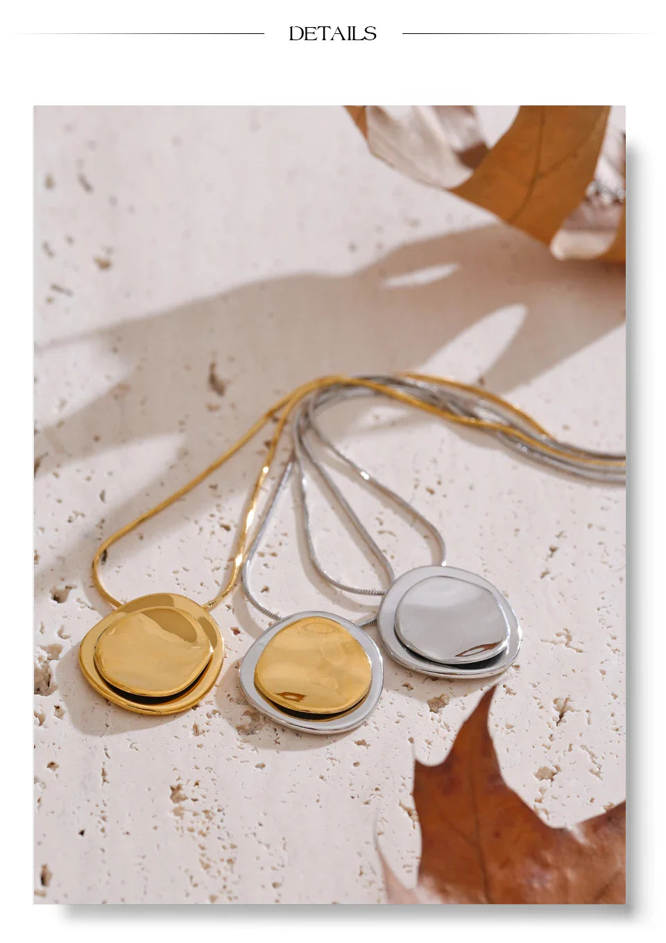 Yhpup Double Round Pendant Fashion Necklace Water Resistant Metal Stainless Steel Daily Waterproof Jewelry Recommend