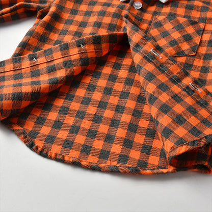 Children's Plaid Shirt and strap pants set for Boys with Bow Tie baby boy clothes 0 to 3Y Autumn Boys Clothes 70-130cm